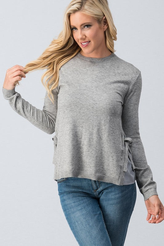 Layered side slit sweater