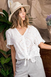 Ruffle eyelet top