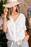 Ruffle eyelet top