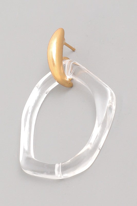 Clear Hoop Drop Earrings