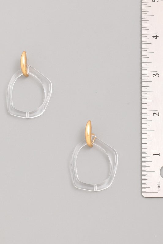 Clear Hoop Drop Earrings
