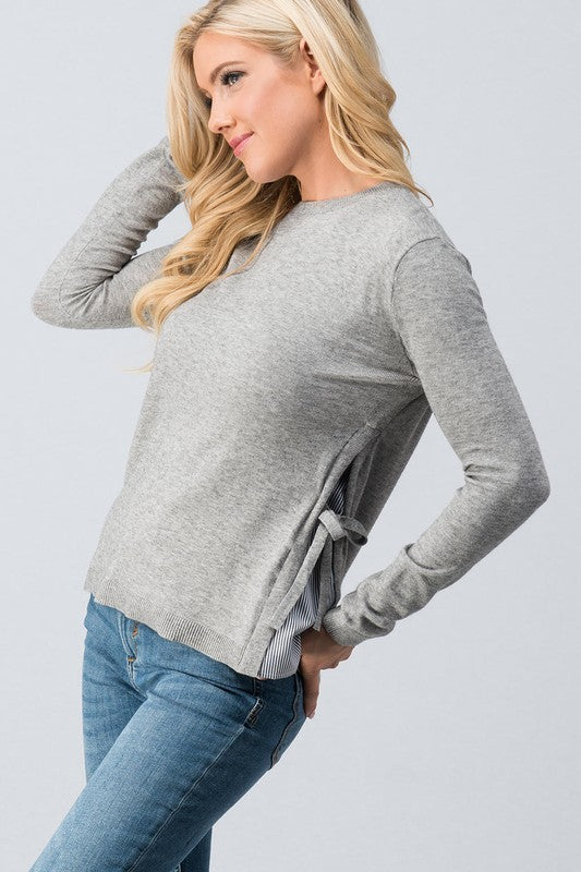 Layered side slit sweater