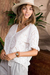 Ruffle eyelet top