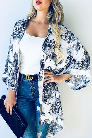 Black flower kimono