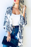 Black flower kimono