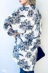 Black flower kimono
