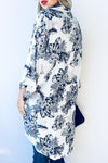 Black flower kimono