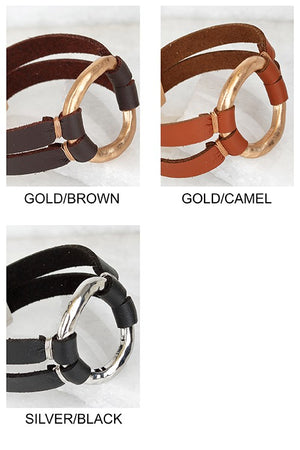 Leather bracelet with magnetic closure
