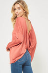 Twisted low back knit top