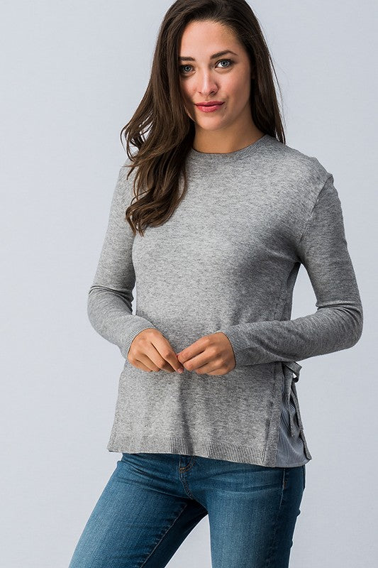 Layered side slit sweater