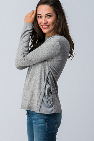 Layered side slit sweater