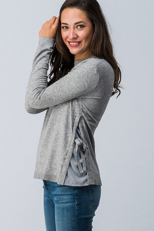 Layered side slit sweater