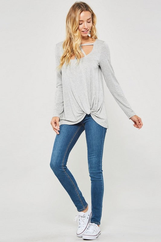 Solid T-strap neck top
