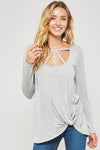 Solid T-strap neck top