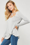 Solid T-strap neck top
