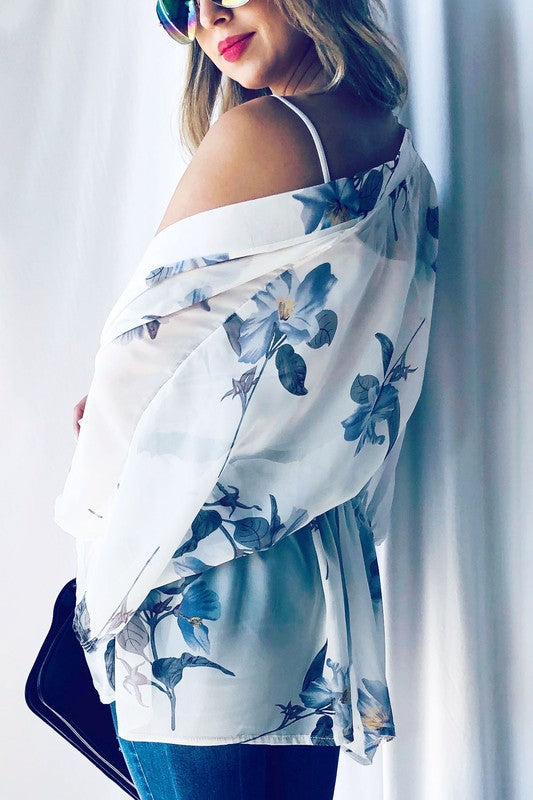 Floral open-front kimono