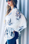 Floral open-front kimono