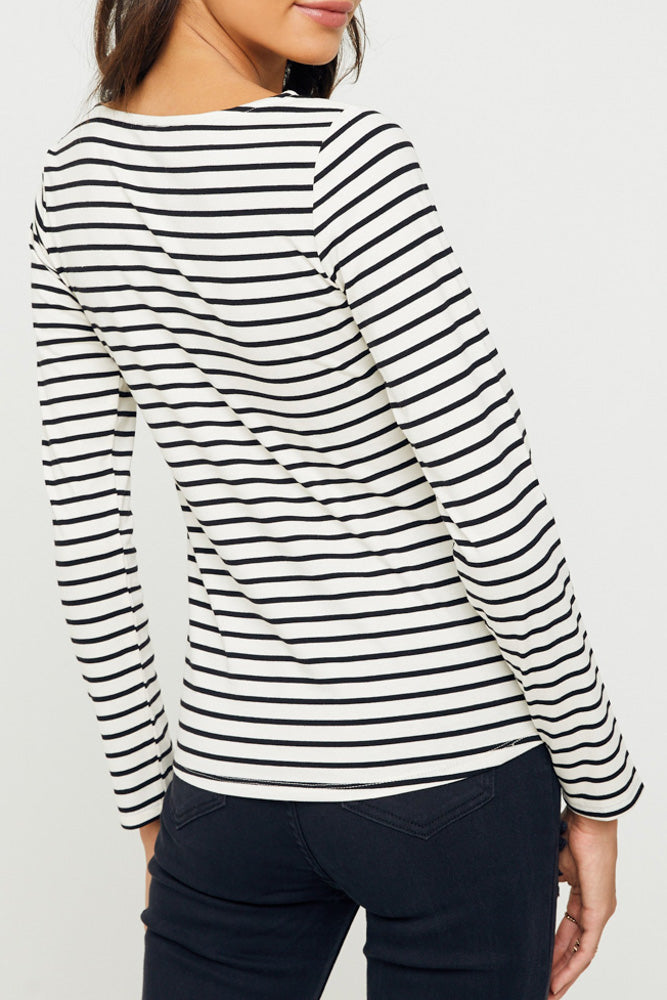 Stripe Scallop neck top