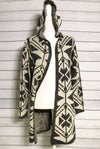 Geometric Patterned Hooded open cardigan