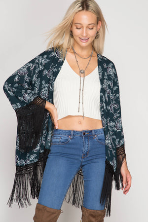 Kimono open cardigan with Fringe