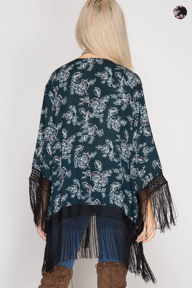 Kimono open cardigan with Fringe