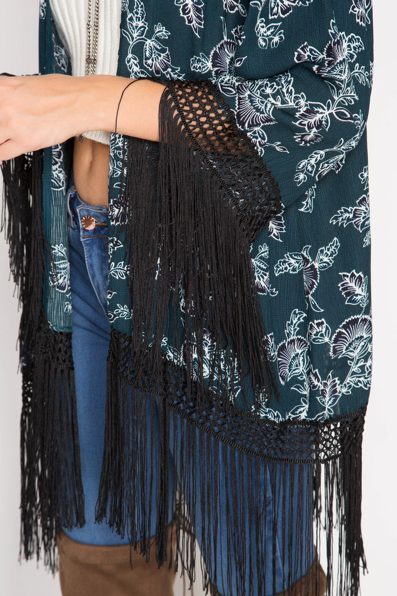 Kimono open cardigan with Fringe