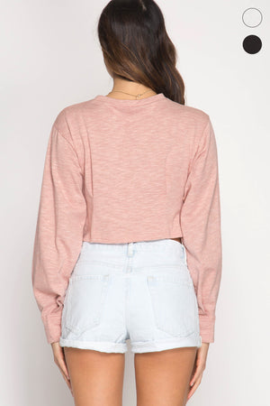 Crop top with pintucking detail