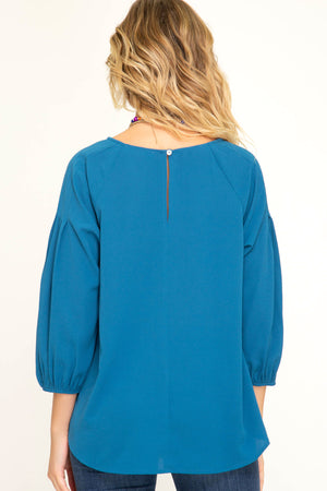 3/4 sleeve top with twisted side front