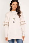 Woman Long Sleeve tunic top with Ruffles