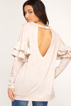 Woman Long Sleeve tunic top with Ruffles