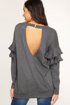 Woman Long Sleeve tunic top with Ruffles