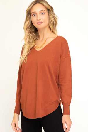 Woman V Neck Back Lace Sweater top