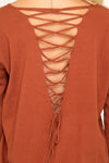 Woman V Neck Back Lace Sweater top