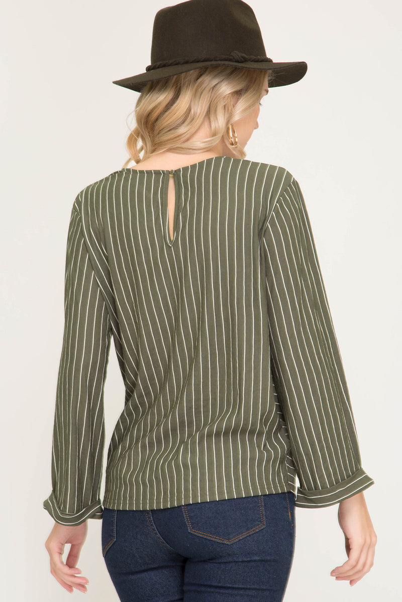 Wide sleeve Striped Top