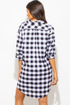 Woman plaid flannel mini dress