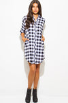 Woman plaid flannel mini dress