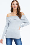 woman off the shoulder sweater top